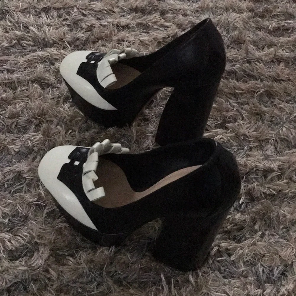 Bottega Veneta Black/White Platform High Heels, Size 36